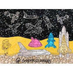 Stickserie - Weltraum Space Line Art